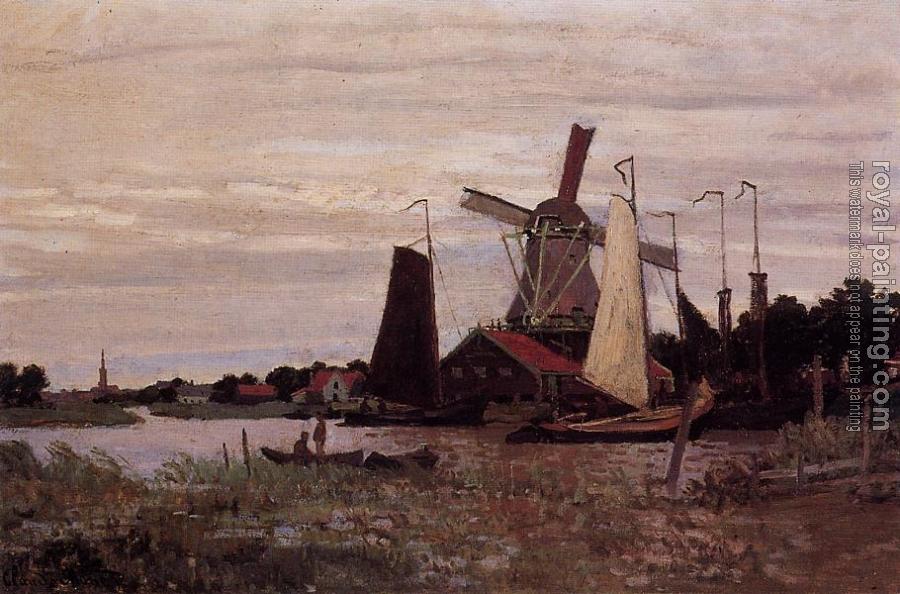 Claude Oscar Monet : A Windmill at Zaandam
